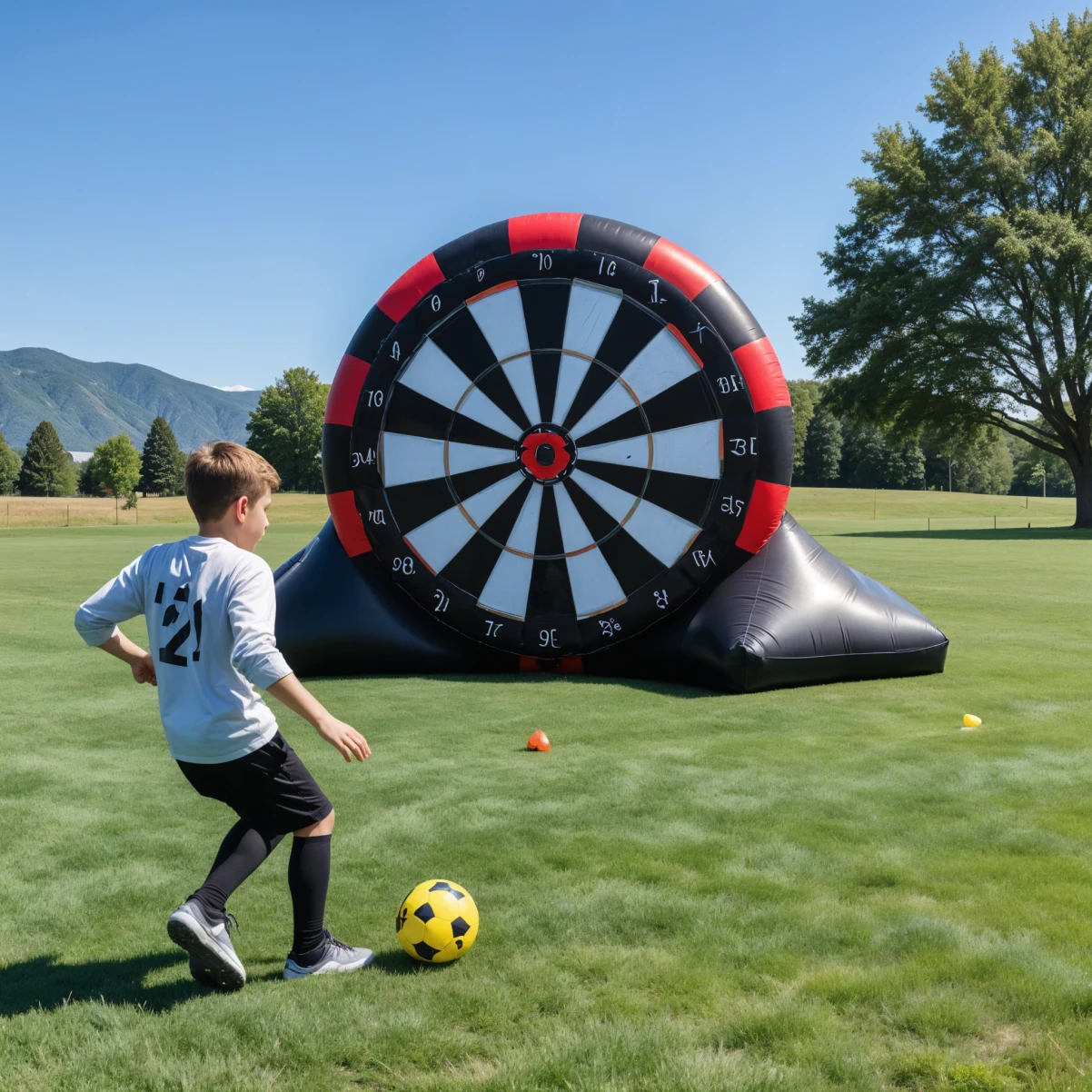 Inflatable goal sports game rental for an interactive party event